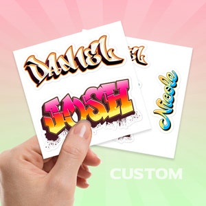 Custom Name Graffiti Stickers, Custom Name Sticker,  Graffiti Text Decal, Personalized Vinyl Sticker, Laptop Decal,kindergarten name labels