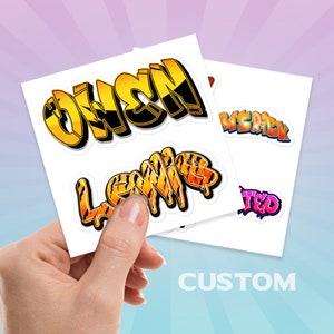Custom Name Graffiti Stickers, Custom Name Sticker,  Graffiti Text Decal, Personalized Vinyl Sticker, Laptop Decal,kindergarten name labels