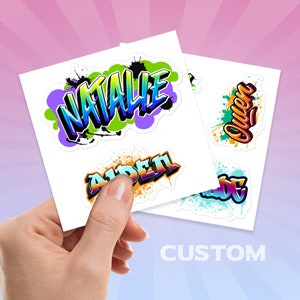 Graffiti Text Decal, Custom Name Graffiti Stickers, Custom Name Sticker, Personalized Vinyl Sticker, Laptop Decal, Preschool name labels