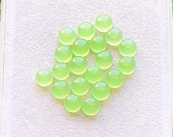 Prehnite Color Chalcedony 6 MM Round Shape Smooth Cabochon Gemstone 15 Pieces Lot, AAA+ Natural Chalcedony With Flat Back For Jewelry Making