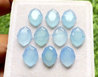 Sky Blue Chalcedony Fancy Cut Marquise Shape With Flat Back Gemstone 10 Pcs Lot |Size : 10x14 MM| AAA+ Natural Chalcedony For Jewelry Making