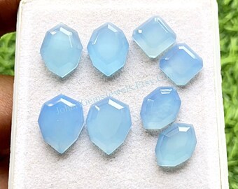 Sky Blue Chalcedony Fancy Shape Pair With Flat Back Gemstone 4 Pairs Lot | Size : 10-16 MM | AAA+ Natural Chalcedony Used For Jewelry Making