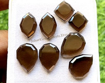 Smokey Quartz Fancy Shape Pair With Flat Back Gemstone 4 Pairs Lot | Size : 10-16 MM | AAA+ Smokey Quartz Used For Jewelry Making