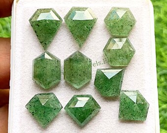 Green Strawberry Quartz Fancy Shape Pair With Flat Back Gemstone 5 Pairs Lot | Size : 10-16 MM | AAA+ Green Quartz Used For Jewelry Making
