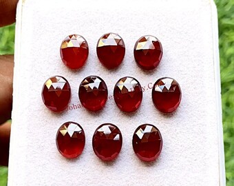 Hessonite Garnet 8X10 MM  Rose Cut Oval With Flat Back 10 Pieces Lot, AAA+ Natural Hessonite Garnet Gemstone For Handmade Jewelry