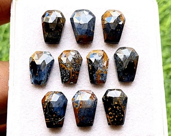 PIETERSITE Coffin Shape Rose Cut Flat Back Gemstone 10 Pieces Lot | Size : 10X14 MM | Natural AAA+ Pietersite Used For Jewelry Making