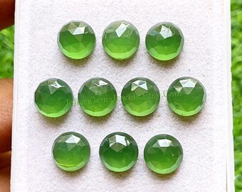 SERPENTINE Rose Cut 10 MM Round Shape With Flat Back Gemstone 10 Pieces Lot, AAA+ Natural Serpentine Gemstone For Jewelry Making