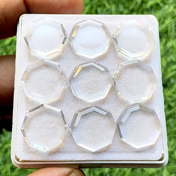 Clear Quartz Fancy Cut Octagon Shape With Flat Back Gemstone 6 Pieces Lot | Size : 15 MM | AAA+ Clear Quartz Used For Jewelry Making