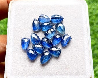 Blue Kyanite Rose Cut Shield Flat Back Gemstone 15 Pieces Lot | Size : 6x9 MM | AAA+ Blue Kyanite Gemstone For Jewelry Making