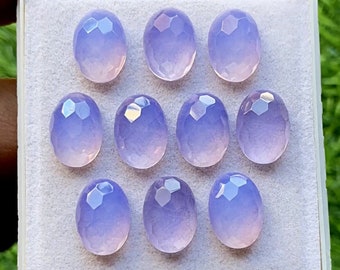 Lavender Quartz 10x14 MM Oval Shape Fancy Cut With Flat Back Gemstone 10 Pieces Lot, AAA+ Lavender Quartz Used For Jewelry Making