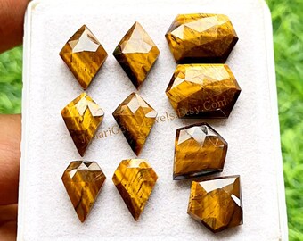 Tiger Eye Fancy Shape Pair With Flat Back Gemstone 5 Pairs Lot | Size : 10-16 MM | AAA+ Natural Tiger Eye Used For Jewelry Making