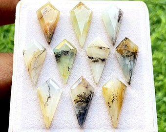 Peruvian Opal Kite Shape Step Cut With Flat Back 10 Pieces Gemstone Lot | Size : 10X20 MM | AAA+ Natural Peruvian Opal For Handmade Jewelry