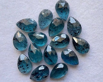 Teal Moss Kyanite Rose Cut Pear Flat Back Gemstone 15 Pieces Lot | Size : 6x9 MM | AAA+ Teal Moss Kyanite Gemstone For Jewelry Making