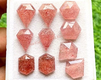 Pink Strawberry Quartz Fancy Shape Pair With Flat Back Gemstone 5 Pairs Lot | Size : 10-16 MM | AAA+ Pink Quartz Used For Jewelry Making
