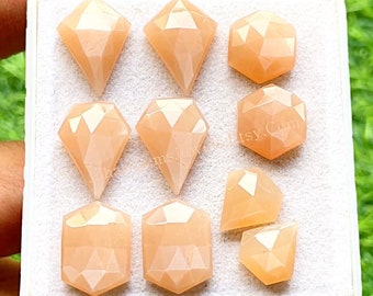 Peach Moonstone Fancy Shape Pair With Flat Back Gemstone 5 Pairs Lot | Size : 10-16 MM | AAA+ Peach Moonstone Used For Jewelry Making
