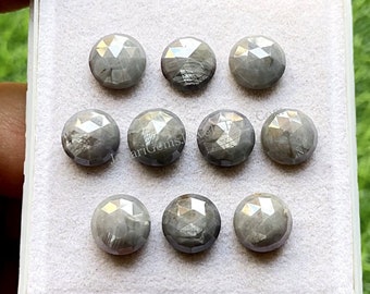 Grey Star Sapphire Rose Cut Round Flat Back Gemstone 10 Pieces Lot | Size : 10 MM | AAA+ Grey Star Sapphire Round Used For Jewelry Making