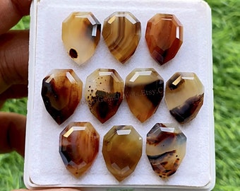 MONTANA AGATE Fancy Cut Pear Flat Back Gemstone 10 Pieces Lot | Size : 13X18 MM | Natural Montana Agate Used For Jewelry Making
