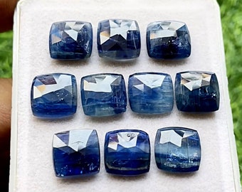 Blue Kyanite Rose Cut Cushion Flat Back Gemstone 5 Pieces Lot | Size : 12 MM | AAA+ Natural Blue Kyanite Gemstone For Handmade Jewelry