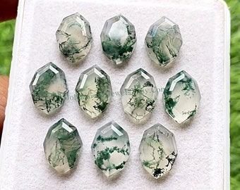 Moss Agate Fancy Cut Marquise Shape With Flat Back Gemstone 10 Pieces Lot | Size : 10X14 MM | AAA+ Moss Agate Used For Jewelry Making