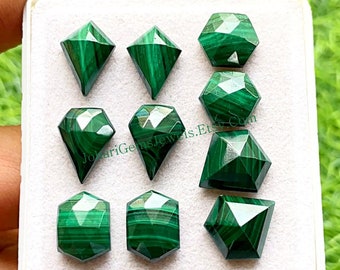 Malachite Fancy Shape Pair With Flat Back Gemstone 5 Pairs Lot | Size : 10-16 MM | AAA+ Natural Malachite Used For Jewelry Making