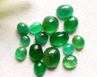 100% Natural EMERALD Cabochon Loose Gemstone 15 Pieces Lot | Size : 6 -2 MM | Natural Columbian Emerald Cabochon For Jewelry Making