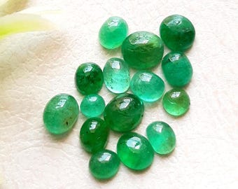 100% Natural EMERALD Cabochon Loose Gemstone 15 Pieces Lot | Size : 5-4 MM | Natural Columbian Emerald Cabochon For Jewelry Making 17384