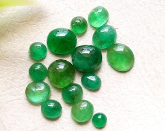 100% Natural EMERALD Cabochon Loose Gemstone 15 Pieces Lot | Size : 5-2 MM | Natural Columbian Emerald Cabochon For Jewelry Making - 17380