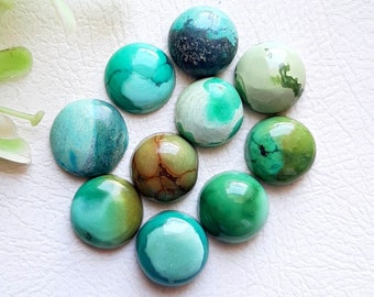 Turquoise tibétaine calibrée 9 mm ronde cabochon pierre précieuse 10 pièces lot, AAA+ turquoise tibétaine naturelle avec dos plat pour bijoux faits à la main