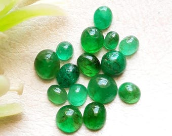 100% Natural EMERALD Cabochon Loose Gemstone 15 Pieces Lot | Size : 6-3 MM | Natural Columbian Emerald Cabochon For Jewelry Making 17386
