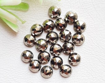 Golden Pyrite Rose Cut Round Flat Back Gemstone 15 Pieces Lot | Size : 6 MM | AAA+ Natural Golden Pyrite Gemstone For Jewelry Making