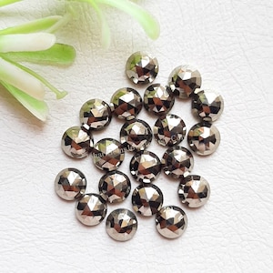 Golden Pyrite Rose Cut Round Flat Back Gemstone 15 Pieces Lot | Size : 6 MM | AAA+ Natural Golden Pyrite Gemstone For Jewelry Making