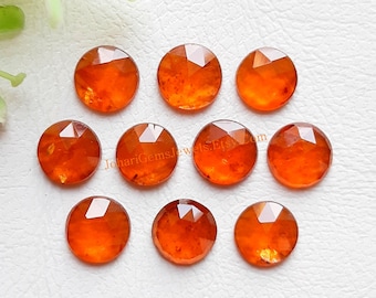 Orange Kyanite Rose Cut Round Flat Back Gemstone 10 Pieces Lot | Size : 8 MM | AAA+ Orange Kyanite Gemstone For Jewelry Making