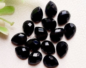 Black Spinel Rose Cut Pear Loose Gemstone 15 Pieces Lot | Size : 6X8 MM | AAA+ Natural Black Spinel Used For Handmade Jewelry