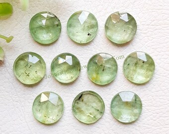 Green Kyanite Rose Cut Round Flat Back Gemstone 10 Pieces Lot | Size : 8 MM | AAA+ Green Kyanite Gemstone For Jewelry Making