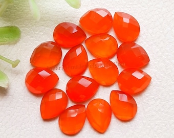 Carnelian Rose Cut Pear Loose Gemstone 15 Pieces Lot | Size :6X8 MM | AAA+ Natural Carnelian Used For Handmade Jewelry