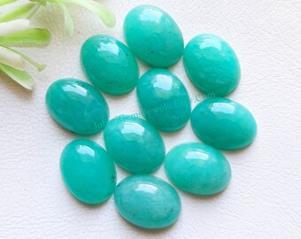 Amazonite Oval Cabochon Calibrated Gemstone 10 Pieces Lot | Size : 12X16 MM | AAA+ Amazonite With Flat Back For Handmade Jewelry