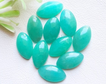 Top Quality Amazonite Marquise Cabochon Calibrated Gemstone 10 Pieces Lot | Size : 10X18 MM | Amazonite With Flat Back For Handmade Jewelry