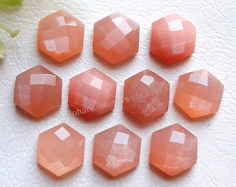 Peach Moonstone Rose Cut Loose Gemstone Lot | Size : 10 MM | 10 Pcs | Natural Stone Flat Back Rose Cut Gemstones Used For Jewelry Making