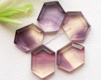 Multi Fluorite Step Cut Gemstone Lot | Size : 10x14 MM | Top Quality Multi Fluorite Flat Back Gemstone 5 Pieces Lot For Jewelry Making