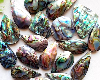 New ABALONE SHELL Cabochon Wholesale Lot, AAA+ Abalone Shell Cabochon By Weight With Different Shapes And Sizes For Jewelry Making