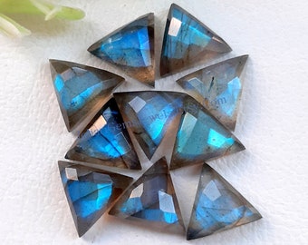 Labradorite Rose Cut Trillion Gemstone Lot | Size : 10 MM | Top Quality Labradorite Flat Back Gemstone 10 Pieces Lot For Jewelry Making