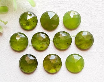 VESUVIANITE Lot de 10 pierres précieuses à dos plat taillées en rose | Taille : 10 MM | Pierre précieuse naturelle de vésuvianite de qualité AAA + utilisée pour la fabrication de bijoux