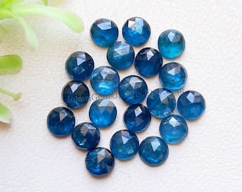 Neon Kyanite Rose Cut Round Flat Back Gemstone 20 Pieces Lot | Size : 6 MM | AAA+ Neon Kyanite Gemstone For Jewelry Making