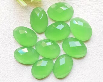 Chrysoprase Onyx Rose Cut Slice - Top Quality Chrysoprase Onyx Rose Cut Flat Back Gemstone 10 Pieces Lot For Jewelry Making, Pendant, Ring