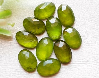 VESUVIANITE Oval Rose Cut Flat Back Gemstone 10 Pieces Lot | Size : 8X12 MM | Natural AAA+ Quality Vesuvianite Used For Jewelry Making