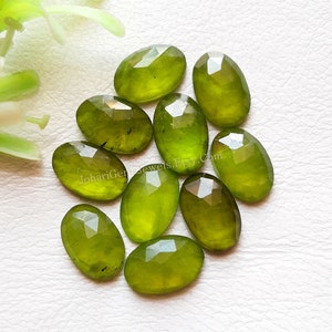 VESUVIANITE Oval Rose Cut Flat Back Gemstone 10 Pieces Lot | Size : 8X12 MM | Natural AAA+ Quality Vesuvianite Used For Jewelry Making