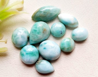LARIMAR Cabochon Loose Gemstone 10 Pcs Lot For Jewelry Making | Size : 16-9 MM | Natural AAA+ Larimar Cabochon For Handmade Jewelry - 16434