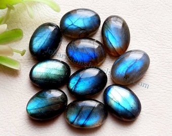 Labradorite Cabochon 10X14 MM Oval Gemstone 10 Pieces Lot | Top Quality Natural Labradorite Cabochon With Flat Back For Jewelry Making