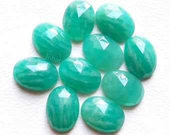 Amazonite 10X14 MM Oval Shape Rose Cut Gemstone 10 Pieces Lot, AAA+ Natural Amazonite With Flat Back For Jewelry Making