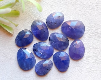 Natural Tanzanite Rose Cut Slice - Top Quality Tanzanite Rose Cut Flat Back Gemstone 10 Pieces Lot For Jewelry Making, Pendant, Ring